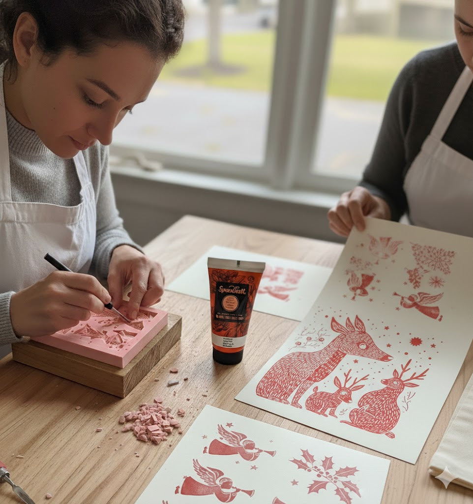 Linocut Printing Christmas Edition